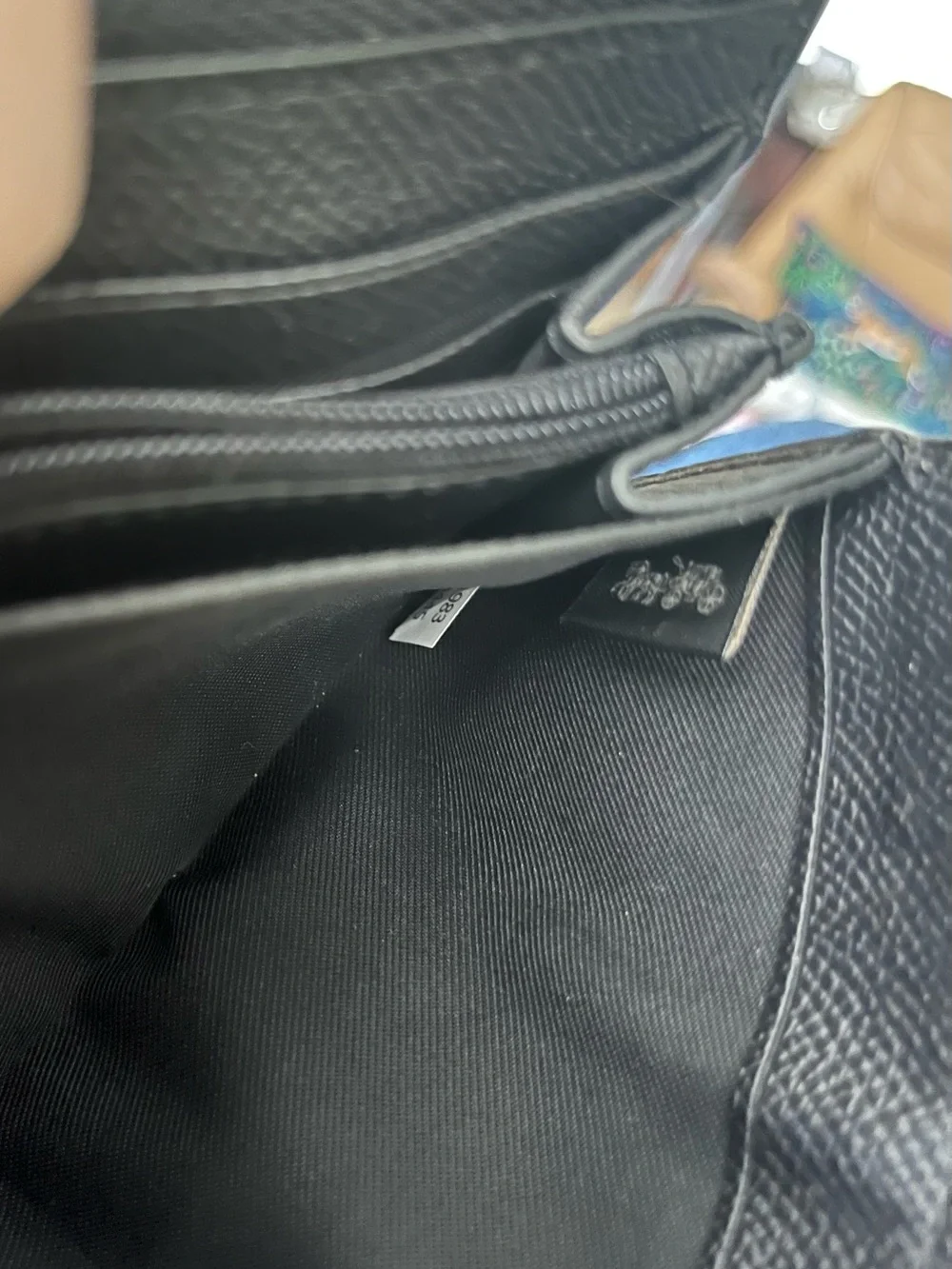 Coach Black Pebbled Leather 3/4 Zip around Wallet